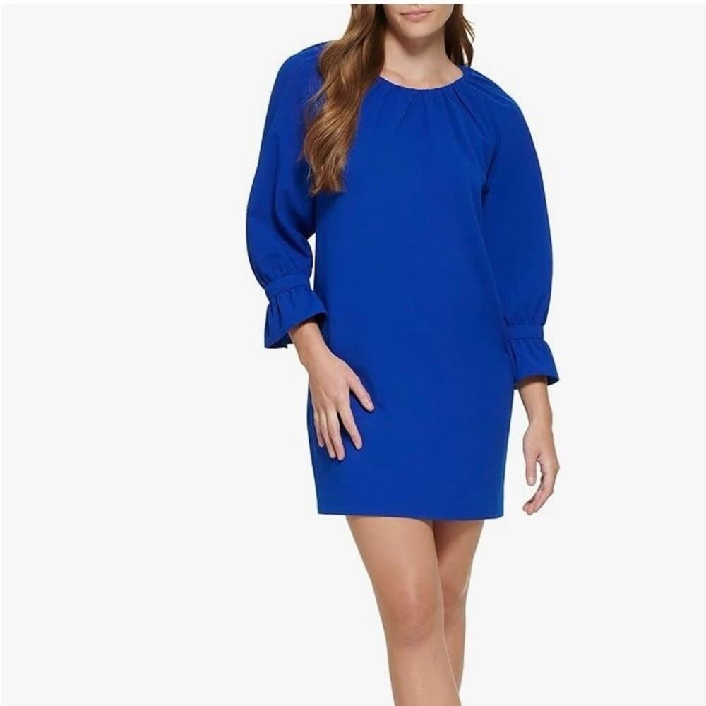 New Bright Cobalt Blue Calvin Klein Fitted Short Cocktail Dress 2 Mini